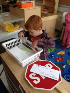 sorting the mail at our class post office 