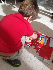 very focused when engaging in this fire truck puzzle