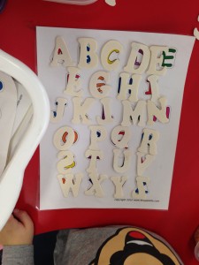 matching the letters in the alphabet
