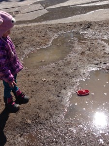 One of our JK's wanted to conduct a sink or float experiential in one of the many puddles