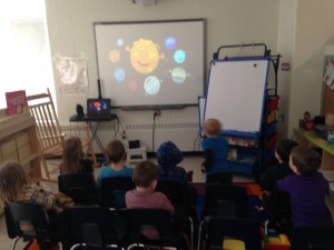 One of the other classes is learning about space, we thought it looked neat so we wanted to investigate more with the help of our Smart Board