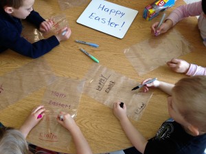 decorating our Easter bags