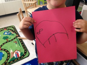 Math (2D-3D representation)Social:  "I drew my plans for my igloo, now I need someone to help me build it with the big blocks"