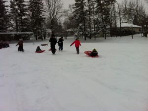sledding...our class survey said this was our favourite activity!