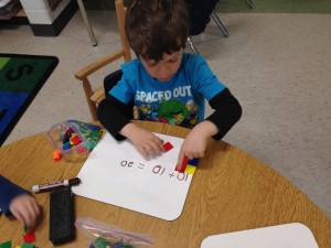 making math sentences, representing each number with chips